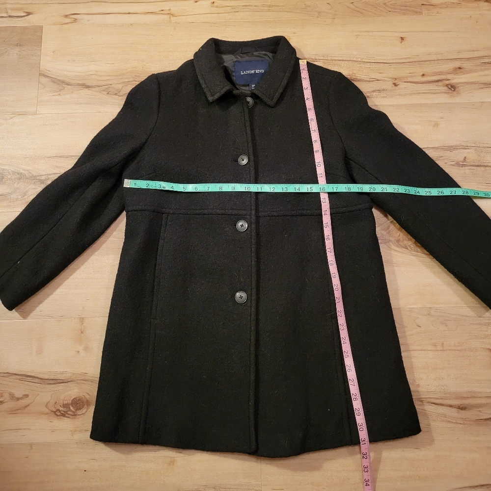 Lands' End Black Wool Blend Button Up Peacoat Jacket Women Size 12P - Picture 5 of 5